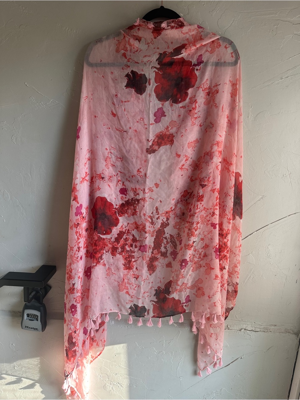 Peter Som Pink Floral Tassel Scarf Watercolor Romantic Coquette Cottagecore Boho